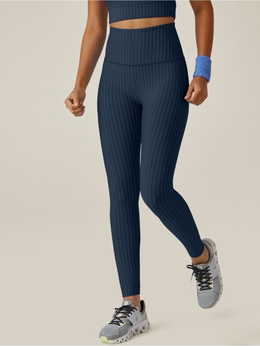Beyond Yoga Caught In The Midi Striped Jacquard High Waist Leggings